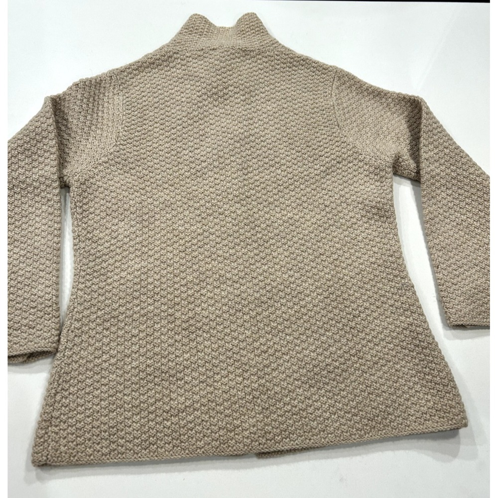 VTG Talbots 100% wool coastal beachy summer hand knit cardigan tan oatmeal small - Picture 2 of 9